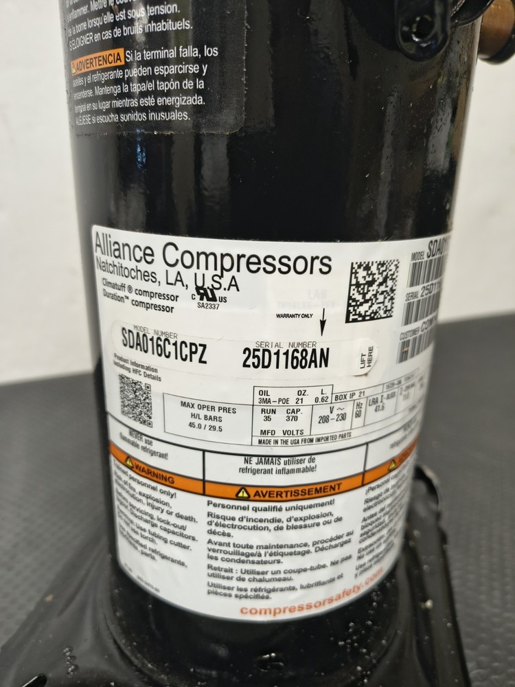 COM14870 COMPRESSOR; SCROLL, SDA016C1CPZ, R410A, 208/230-60-1