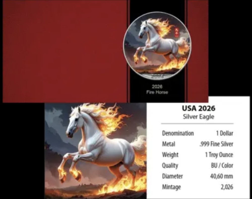 2026 U.S. Eagle Fire Horse Edition 1 oz Silver Coin
