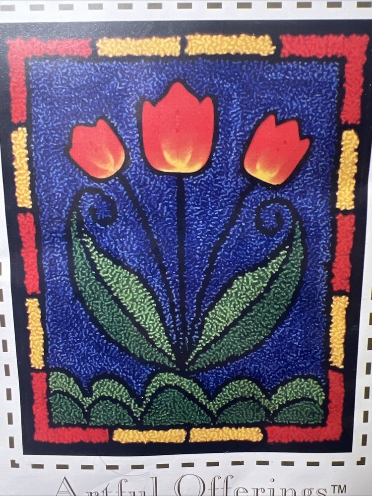 PUNCH NEEDLE PATTERN— Artful Offerings—Stained Glass Tiffany Tulips—Size 4x5