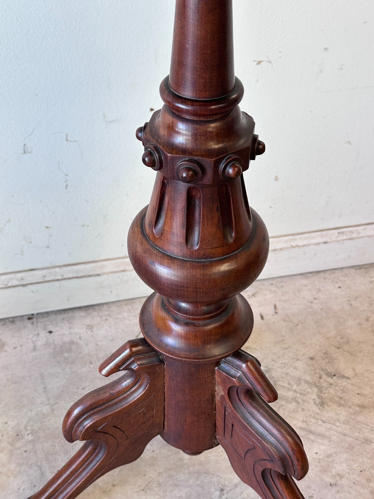 Antique Rennaissance Revival Victorian walnut stand Card Table Pedestal 1870