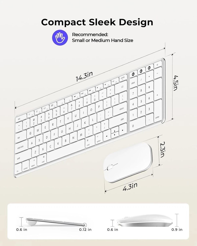 Bluetooth Keyboard and Mouse Combo for Mac, -2 Rechargeable Slim Wireless Key...