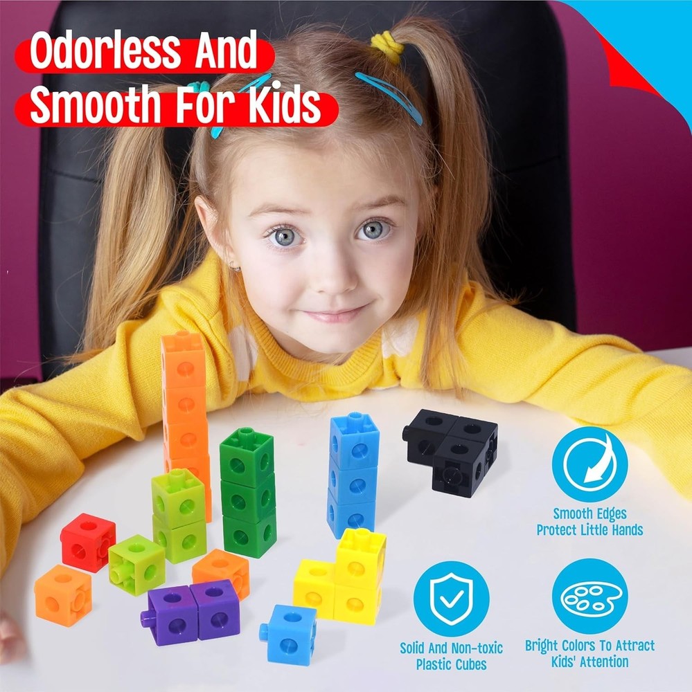 Creative Snap Blocks - 100 Math Linking Cubes for Preschool and Homeschool Fun