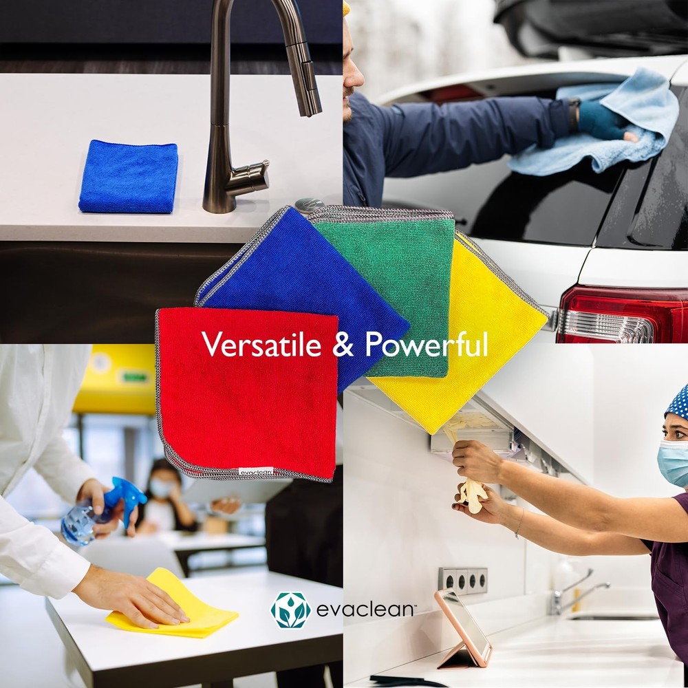 Premium Microfiber Cleaning Cloth 16"x16" - Reusable, Washable, Non-Scratch, ...