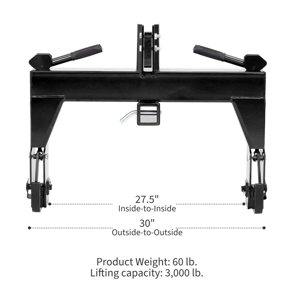3 Point Quick Hitch, 3000lbs Trailer Hitch Attachments w/2" Receiver Adaptation