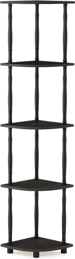 Durable 5-Tier Corner Shelf - Easy Assembly Espresso Multipurpose Display Unit