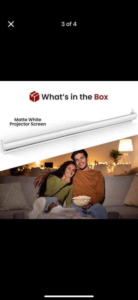 Easy Pull-Down Projector Screen – 72 Inch – Home Theater / Office