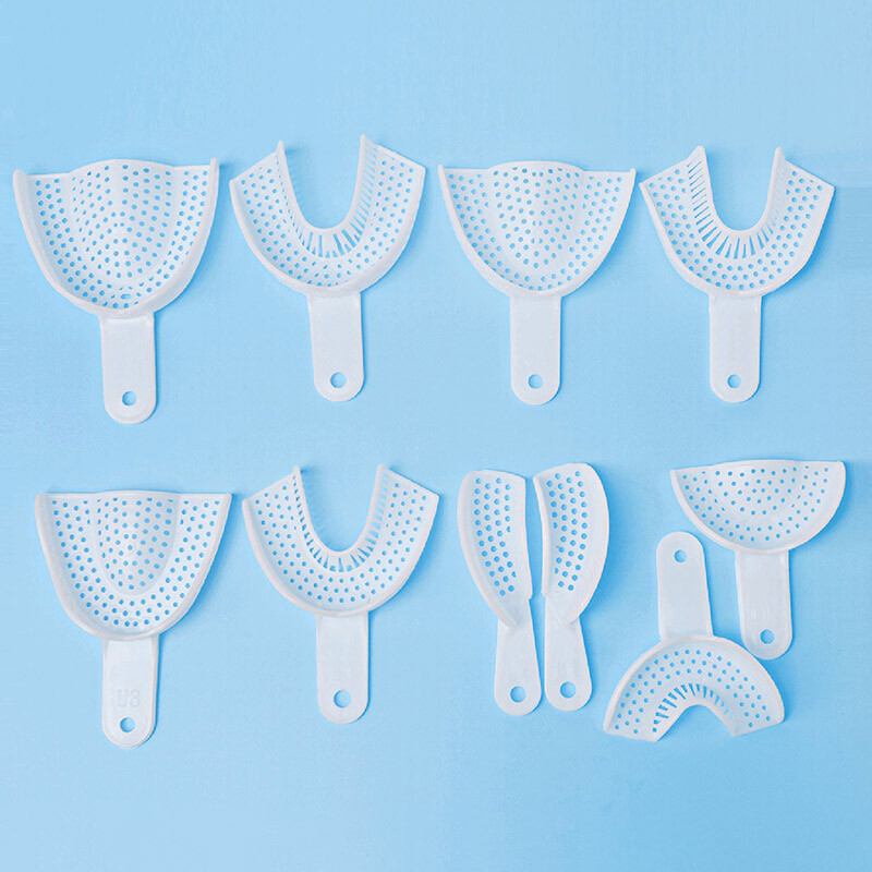 Dental Disposable Perforated Impression Trays Autoclavable Plastic Upper+Lower