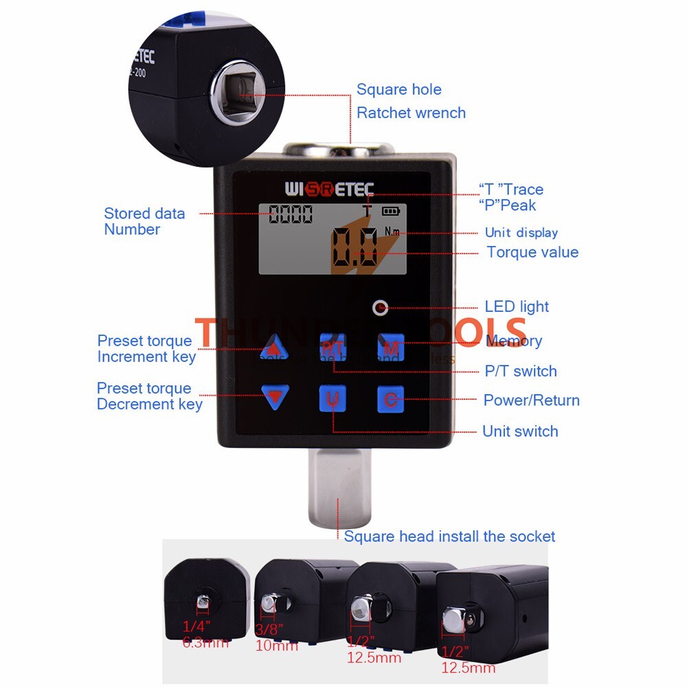 Digital Torque Meter Digital Backlight Display Two-ways Measurement TQA2-340
