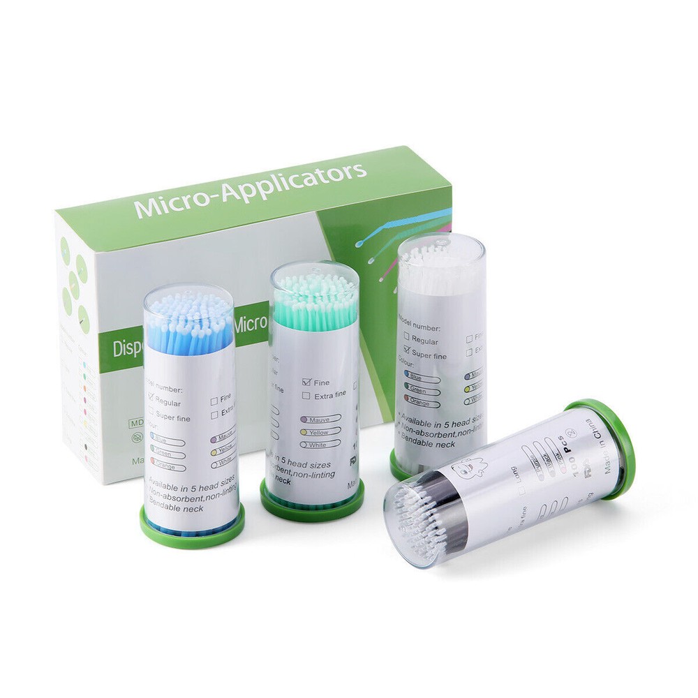 100pcs Dental Micro Applicator Brush Tips Disposable Bendable Sticks Cleaning