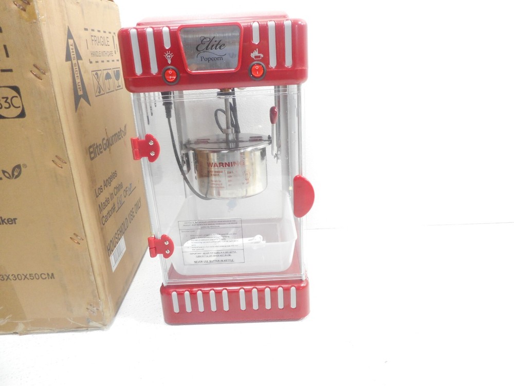 Elite Classic Tabletop Popcorn Maker Self-Stirring EPM-250 Red