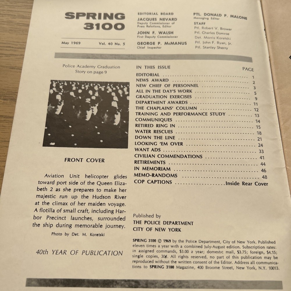 SPRING 3100 NYPD MAGAZINE MAY 1969