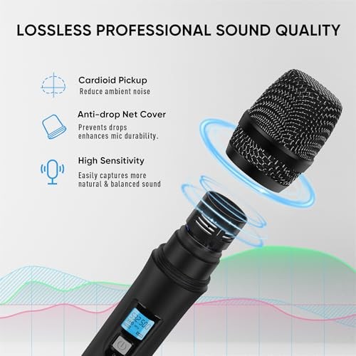 4 Channel Wireless Microphone System, Professional UHF Cordless Handheld V10_SC