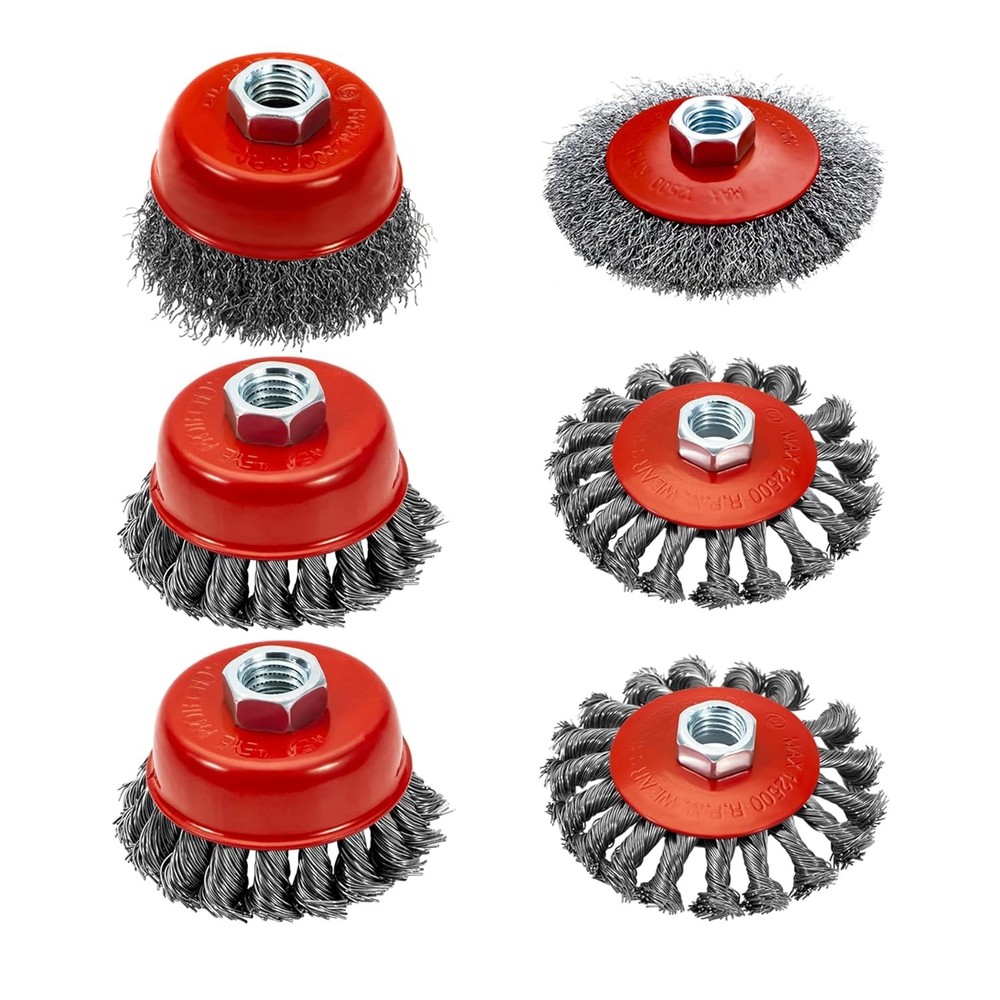 8-Piece Angle Grinder Wire Wheel Set - 4" & 3" Coarse Brushes for Rust Removal