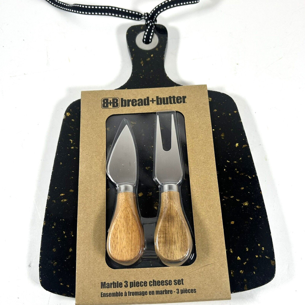 Bread + Butter Marble 3 Piece Cheese Set New