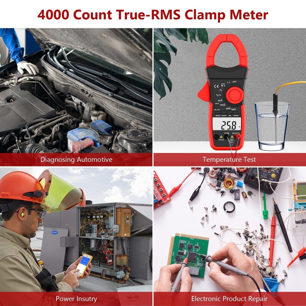 HOLDPEAK Digital Clamp Meter Multimeter DC/AC Current Volt 750V 1000A 6000 Count