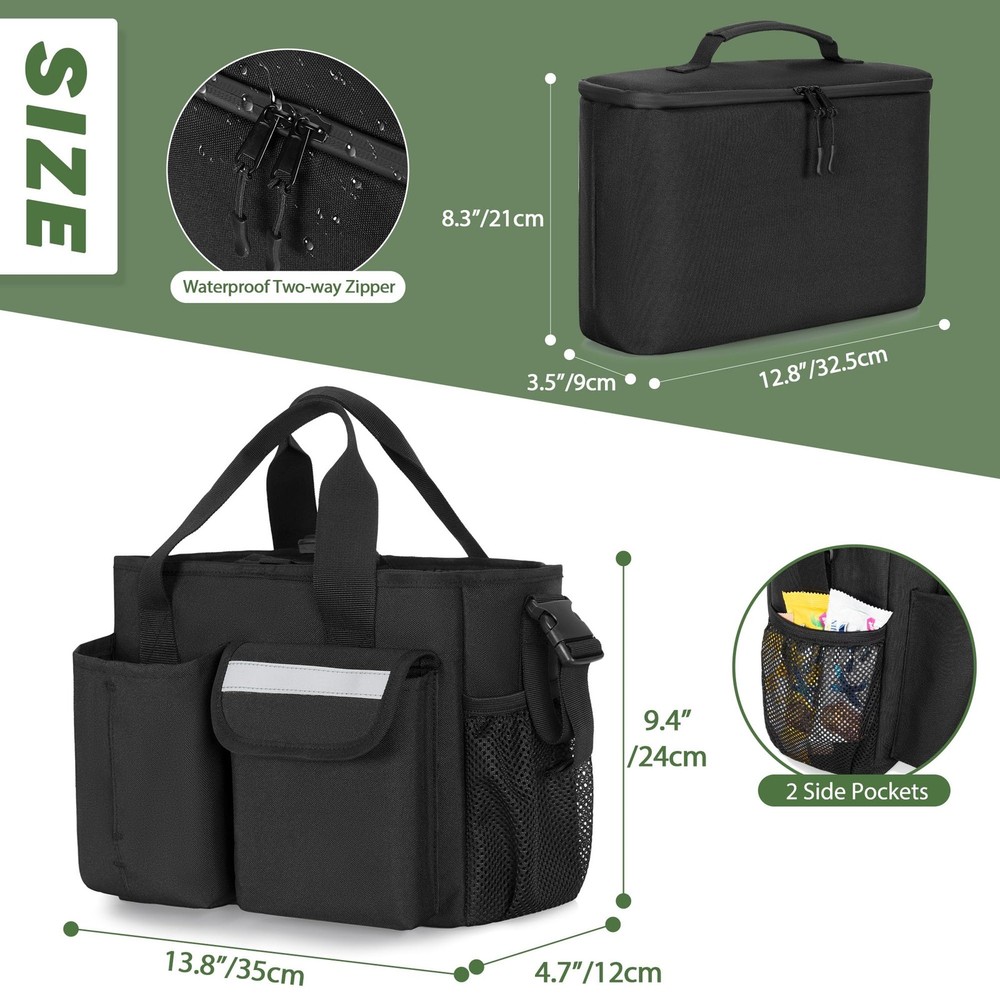 GRAOSO Universal Stroller Organizer Cooler Wagon Storage Handlebar Strap Black