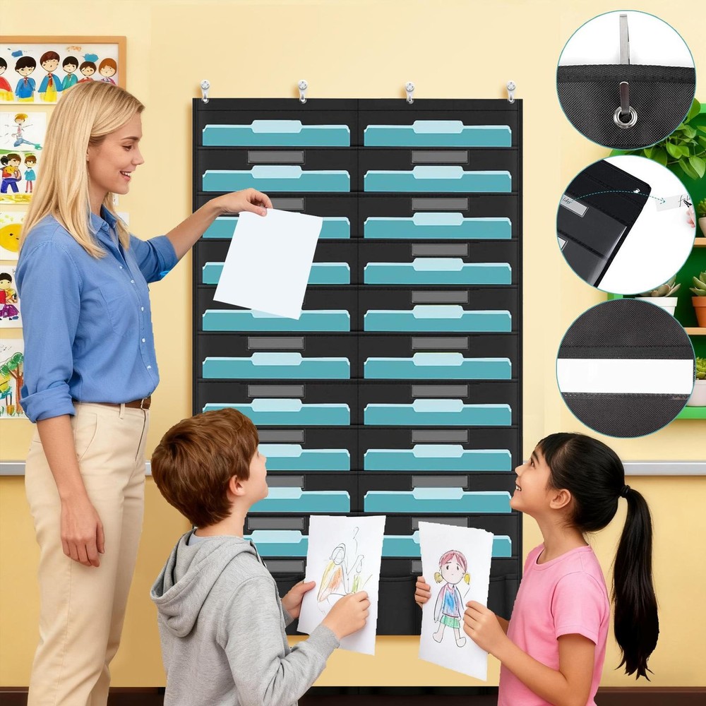 20 Pockets Hanging Wall File Organize Mail Organiser Storage Rack Space Saving