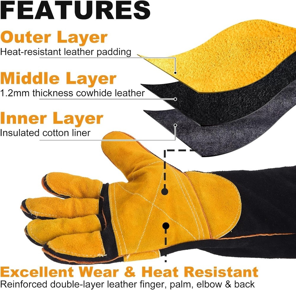 Fireproof Leather Welding Gloves for Safe Handling in High-Temperature Tasks