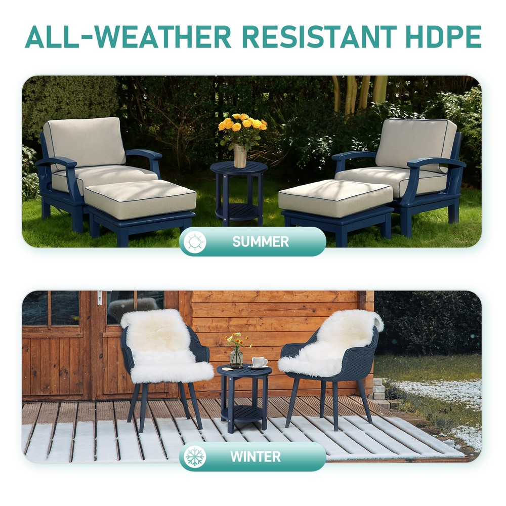 2-Tier Outdoor Side Table, Patio Side Table, Resistant End Small Outdoor Table