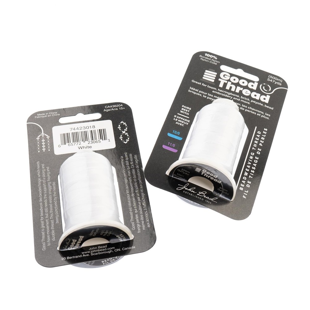 John Bead Good Thread 500m Spool White Bonded Nylon | Beading