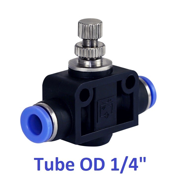 Pneumatic Air Flow Speed Control Valve Tube OD 1/4" Inch Push In Fitting 1 Piece
