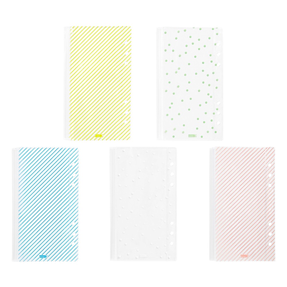 kikki.K medium/personal binder insert zip pocket 5pc pack