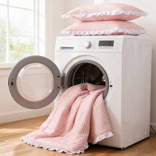 Comforter Size,Ruffle Comforter for Dorm Room Essentials for Twin Pink