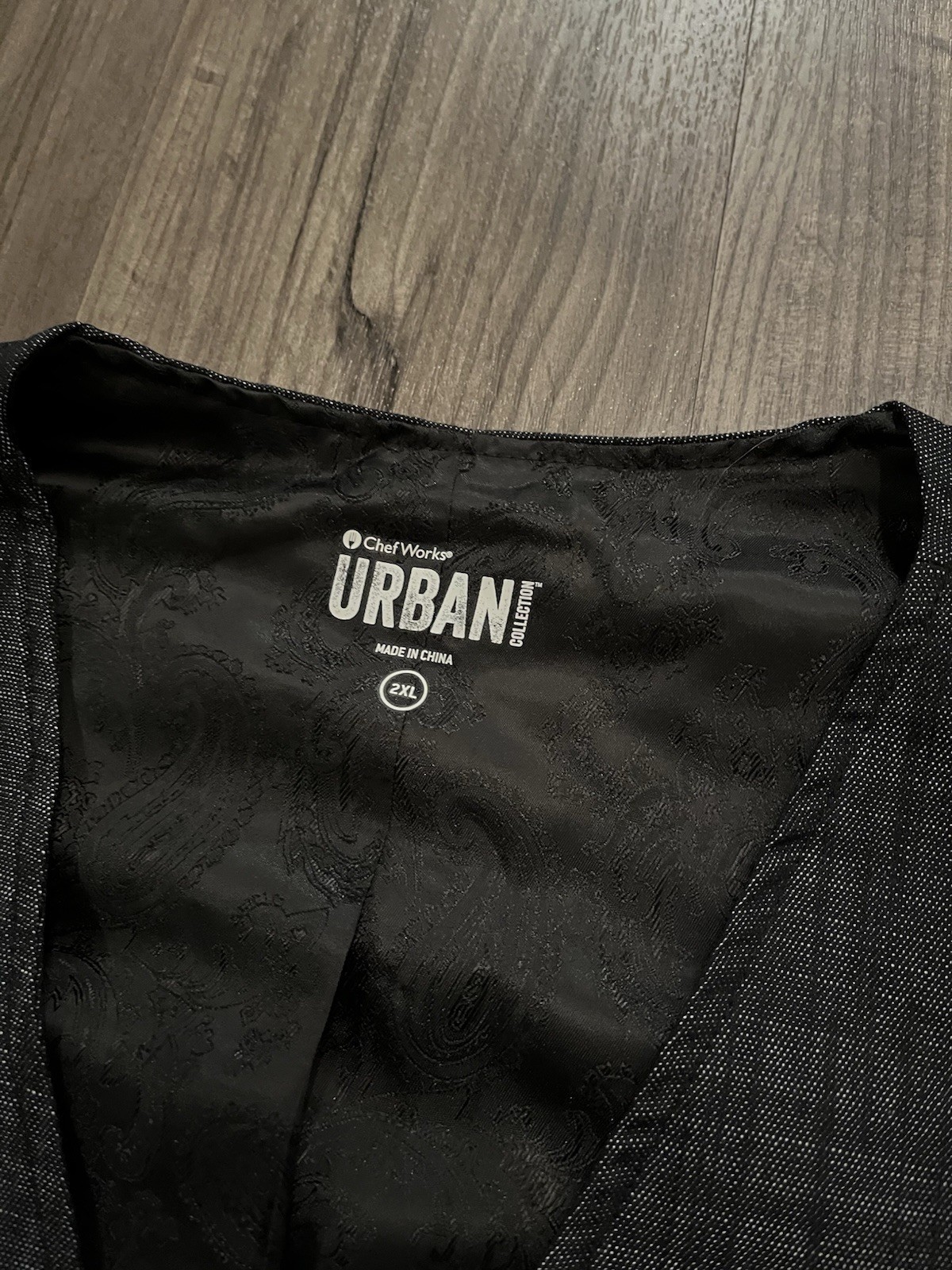 Chef Works Urban Collection Fairfax Vest Black Gray Button Front 2XL NWT