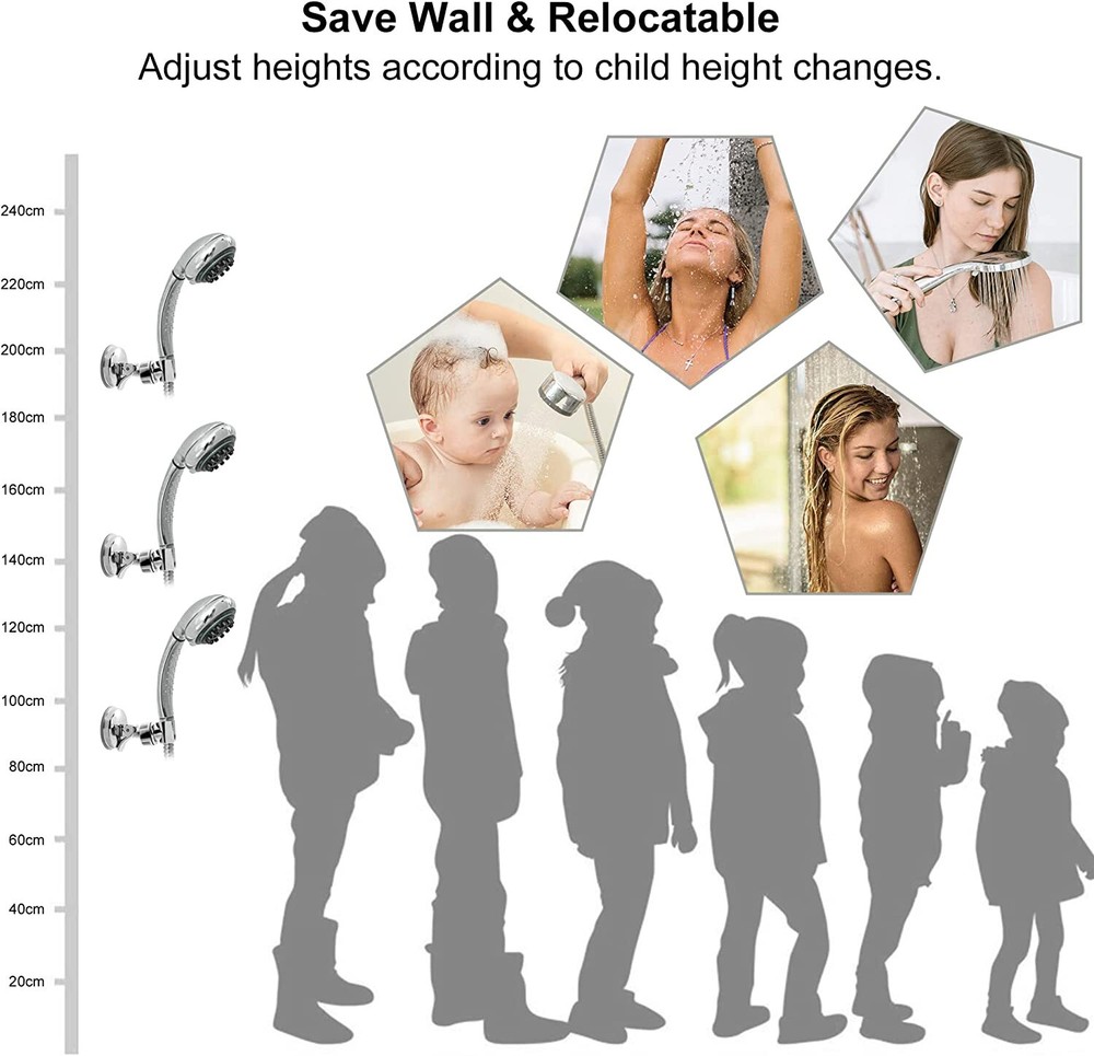 Adjustable Shower Head Holder Suction Cup Handheld Wall Mount Bathroom Bracket