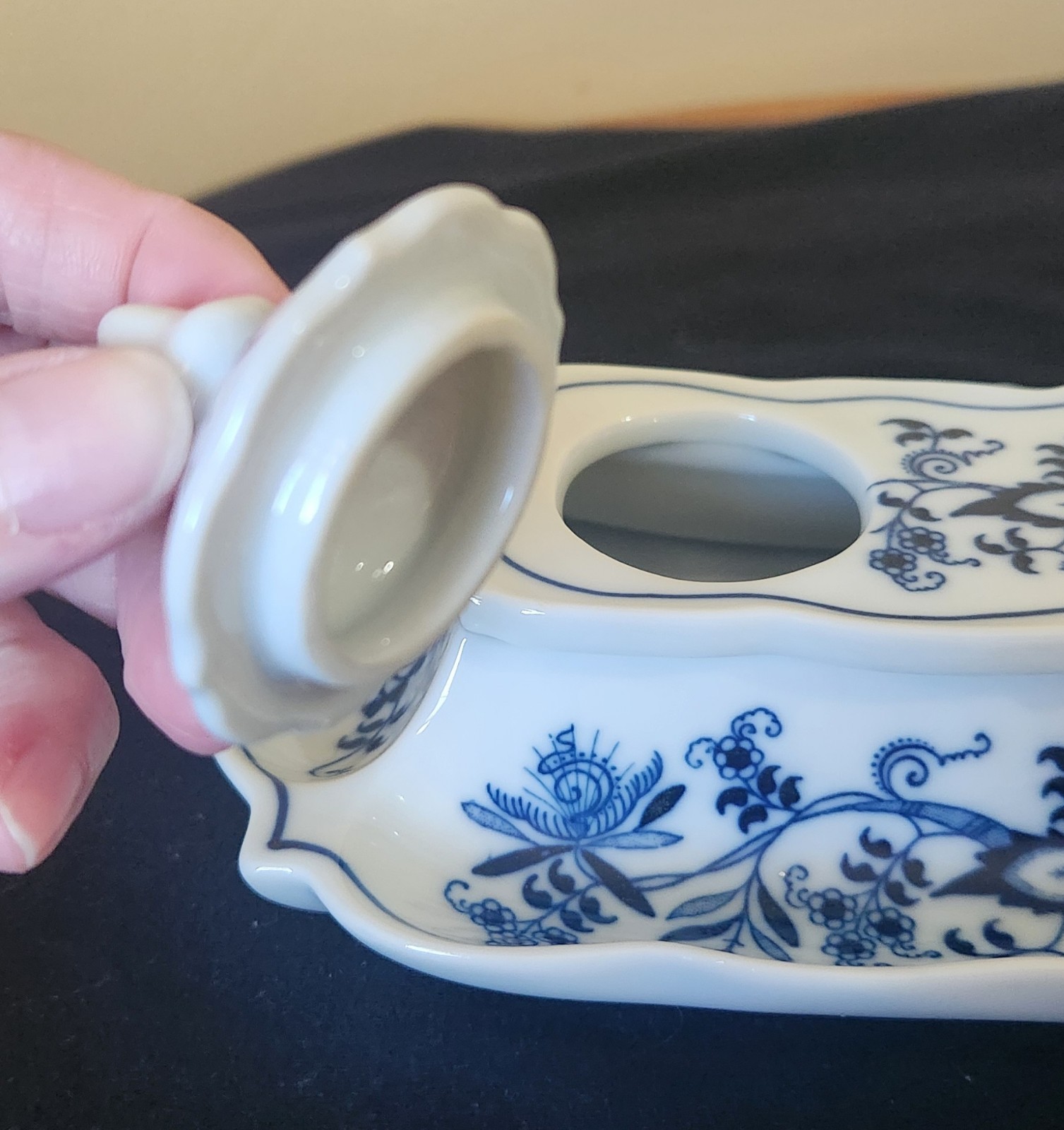 Blue Danube Onion Double Inkwell Set With 2 Lids