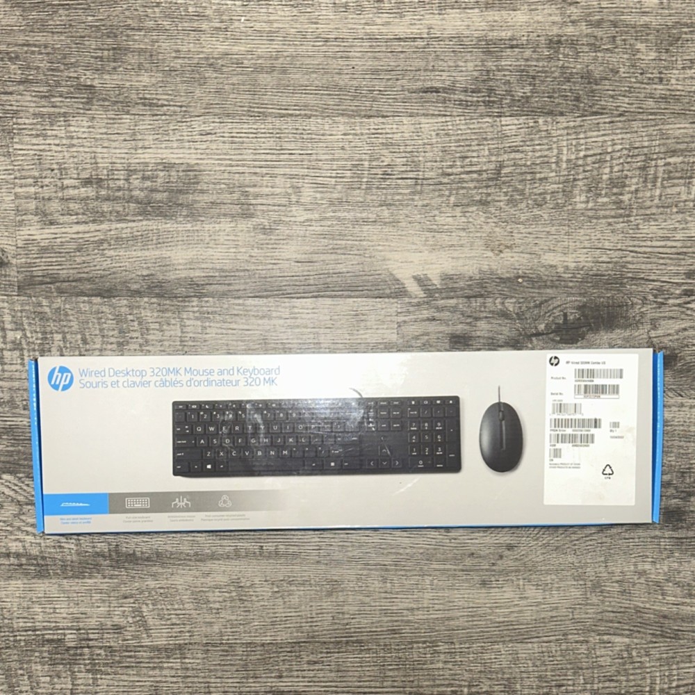 HP Wired 320MK Keyboard & Mouse Combo, Standard Type, Black, Wired Connectivity
