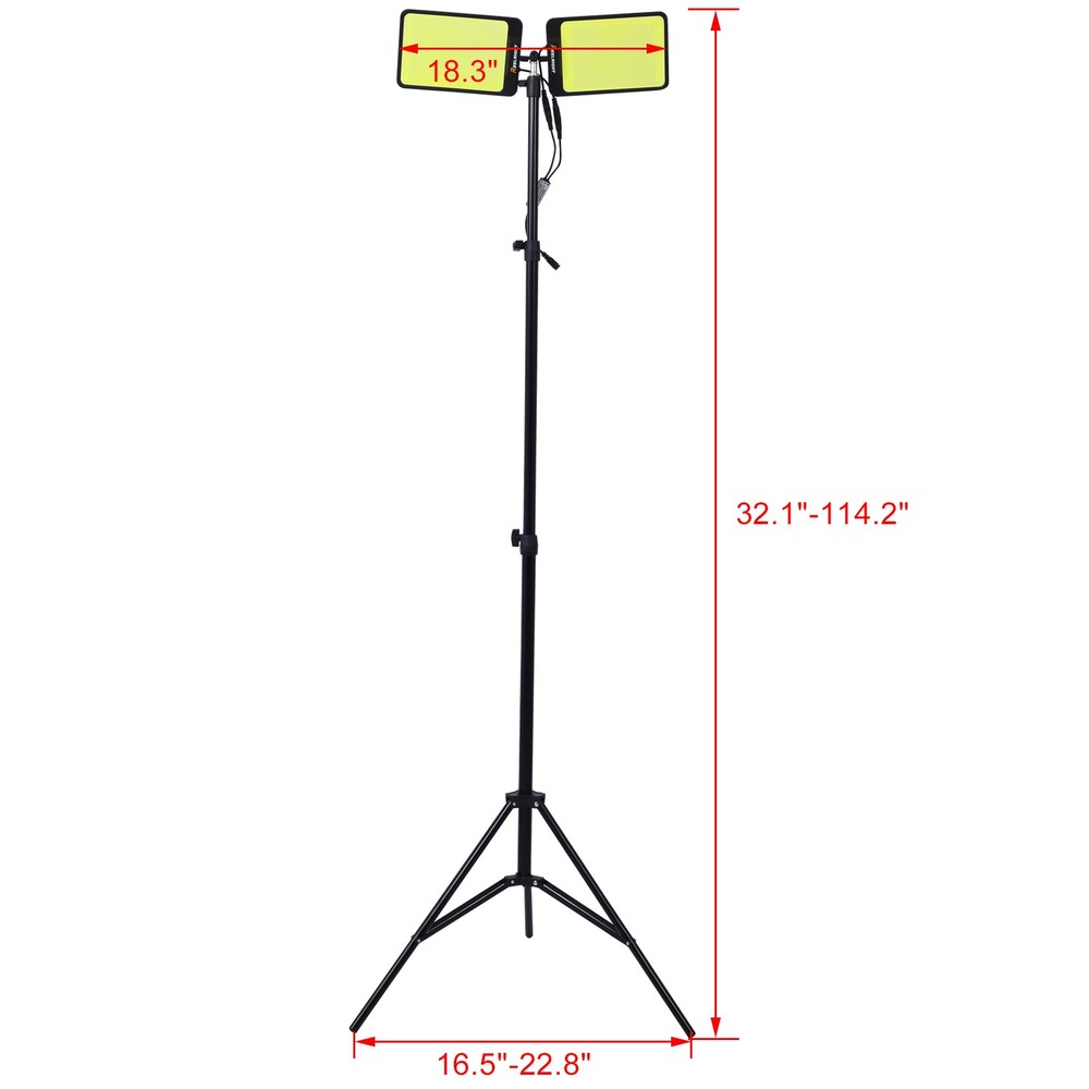 11200LM LED Work Light -Dual-Head Tripod Coldlight w/Remote&114" Extendable Pole