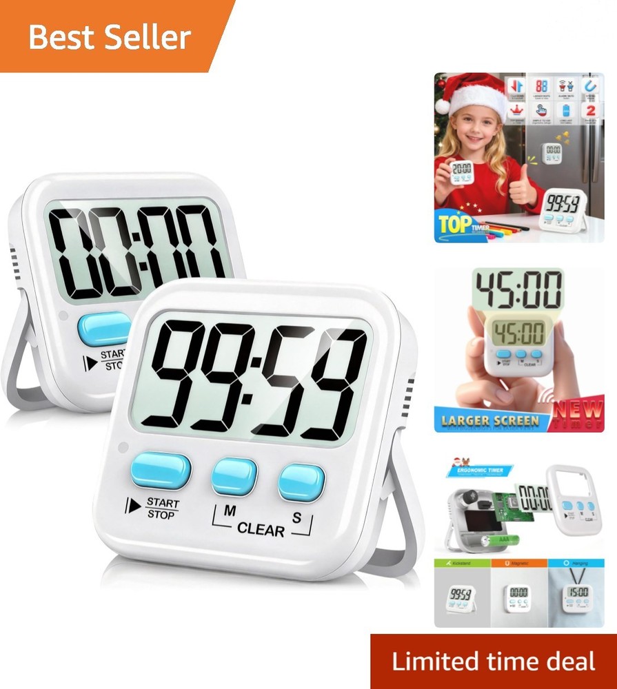 Versatile 2-Pack Countdown Timers for Cooking, Study, and Kids Activities