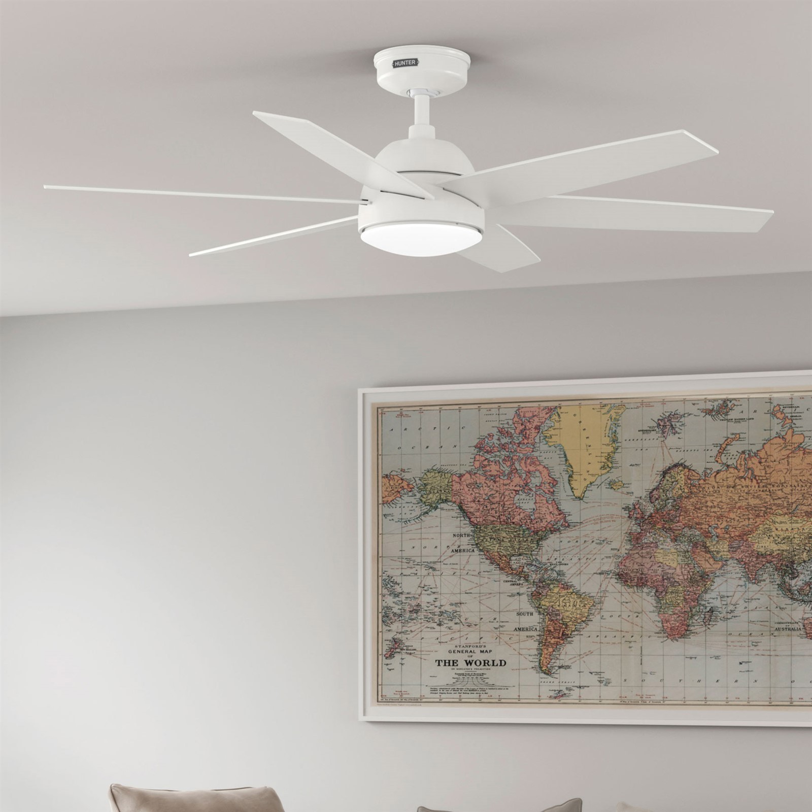 Hunter Fan 52 inch Casual Fresh White Ceiling Fan with LED Light Kit and Remote