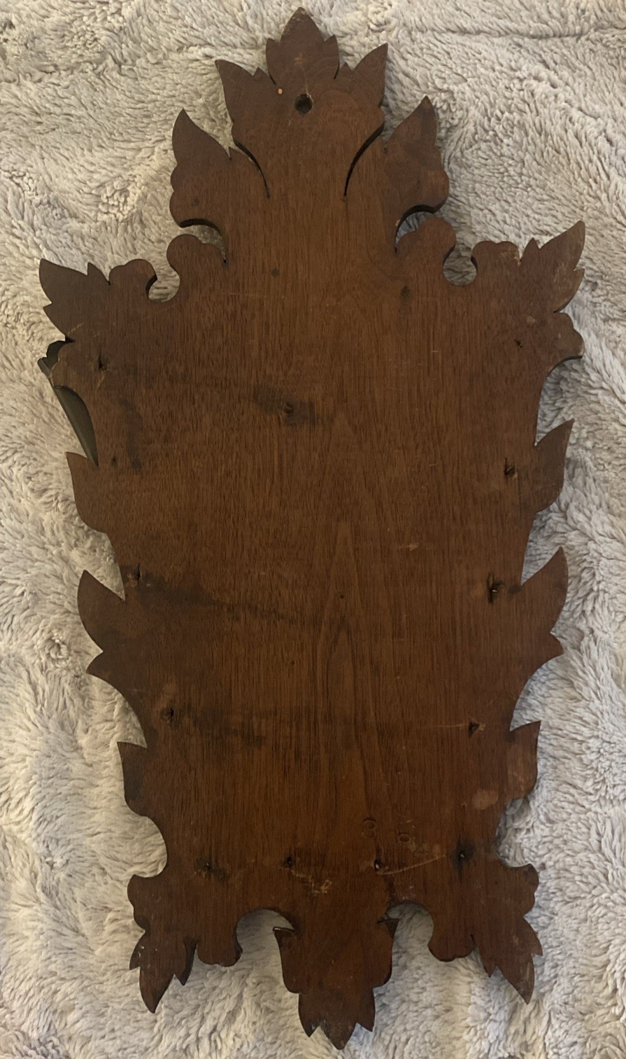 Antique Victorian Walnut Wall pocket Magazine Newspaper Rack Holder Spaniel Dog