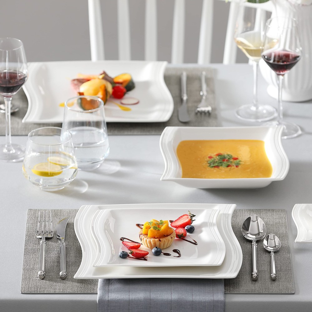 MALACASA Ivory White Dinnerware Sets, 30 Piece(Service for 6),