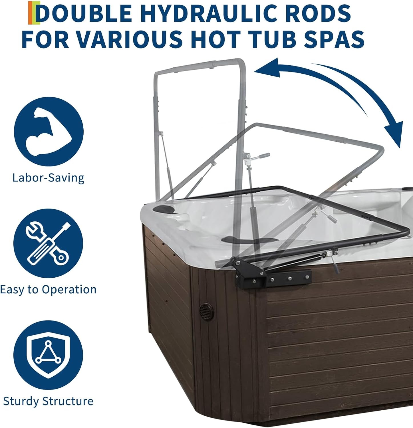 Pool Hot Tub Cover Lift Hydraulic 69-96.5 In Width Adjustable for Hot Tubs Spas