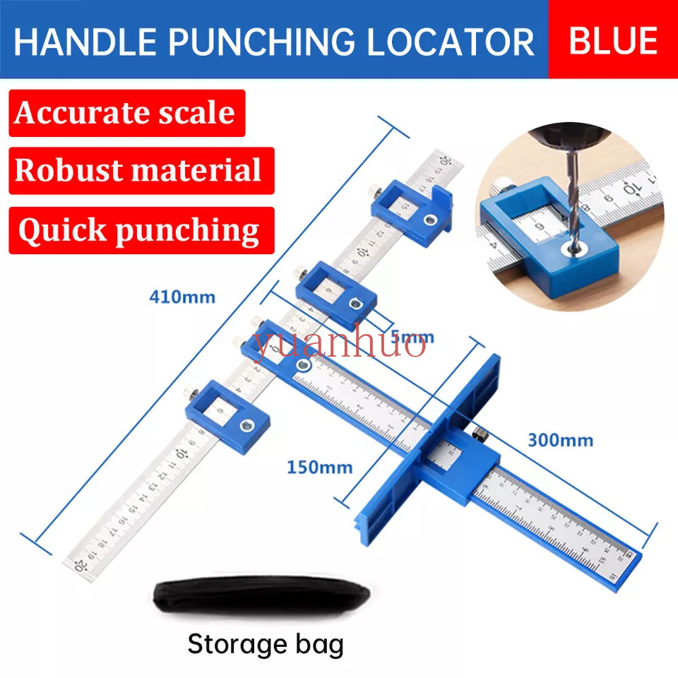 Drill Guide Punch Locator Woodworking Hole Cabinet Hardware Jig Drawer Pull Tool