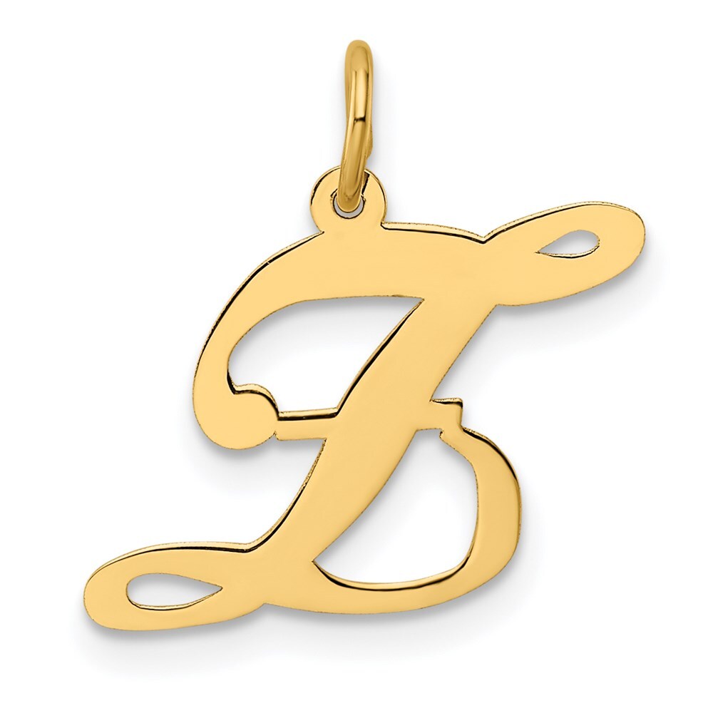 14K Yellow Gold Medium Fancy Script Initial Z Charm
