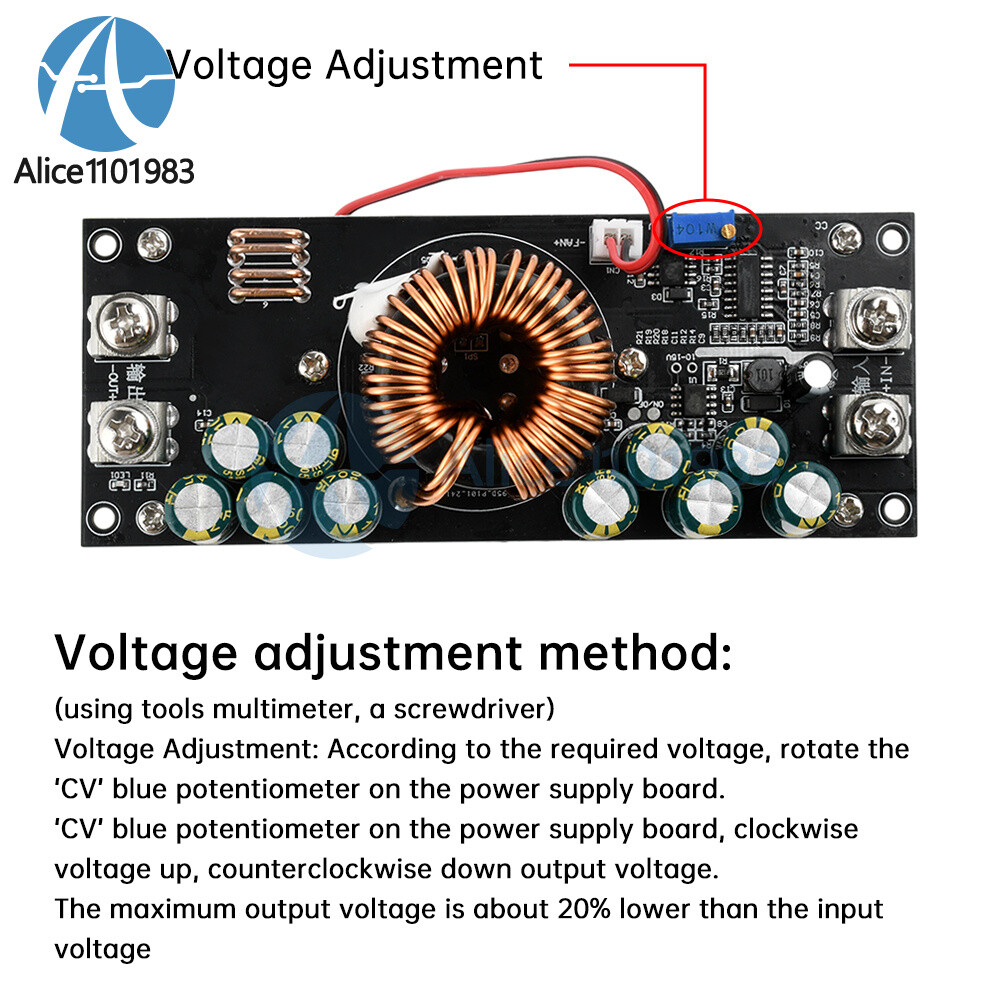 1500W DC-DC Buck Module Adjustable Step-Down Power Module 15-90V to 2.5-72V 50A