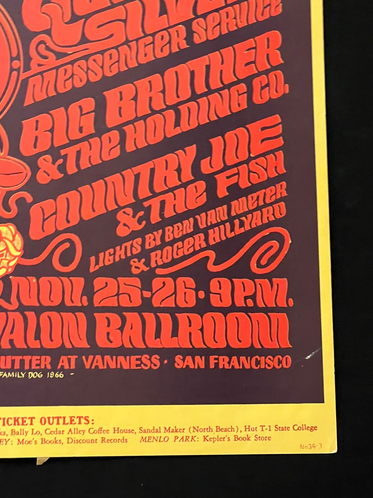FD 36-3 Janis Joplin Thanksgiving Weekend 1966 Original Concert Poster Avalon