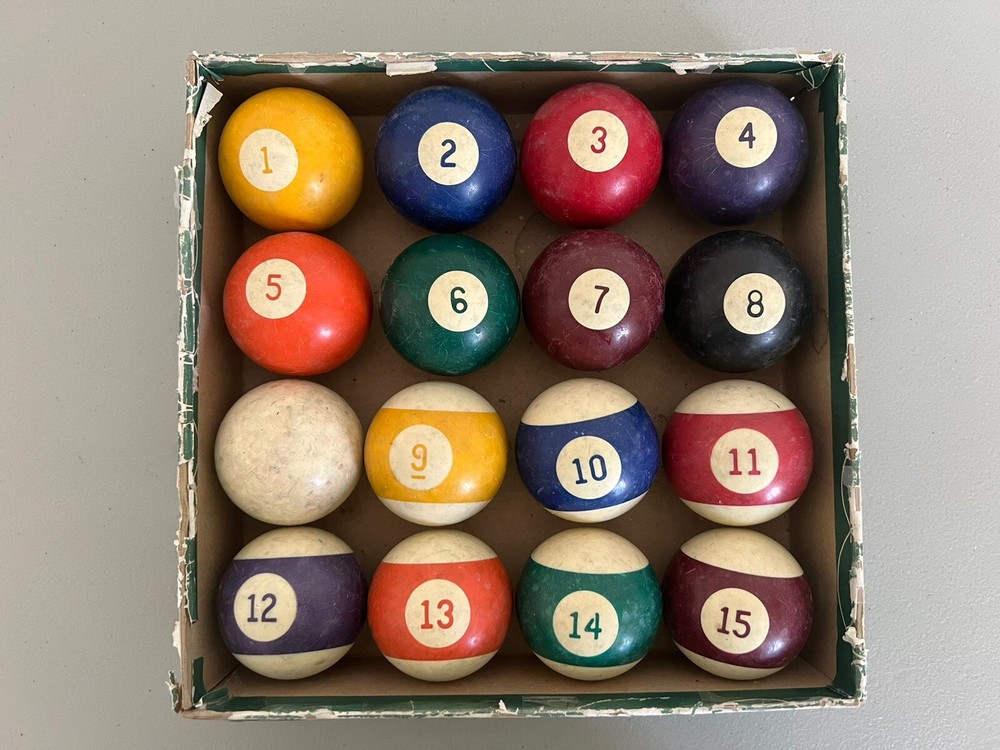 Vintage Billiard Pool Balls 2 1/4" Set