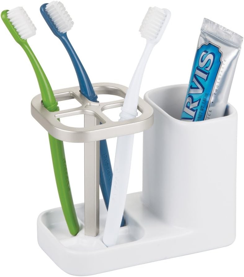 iDesign Sedona Ceramic Toothbrush & Toothpaste Holder for Bathroom