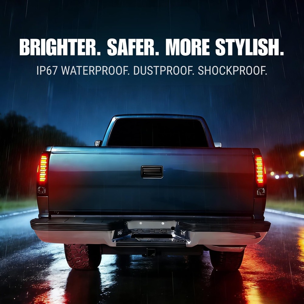LED Tail Light Assembly Compatible with Dodge Ram Black Smoked 2002-2006 RAM