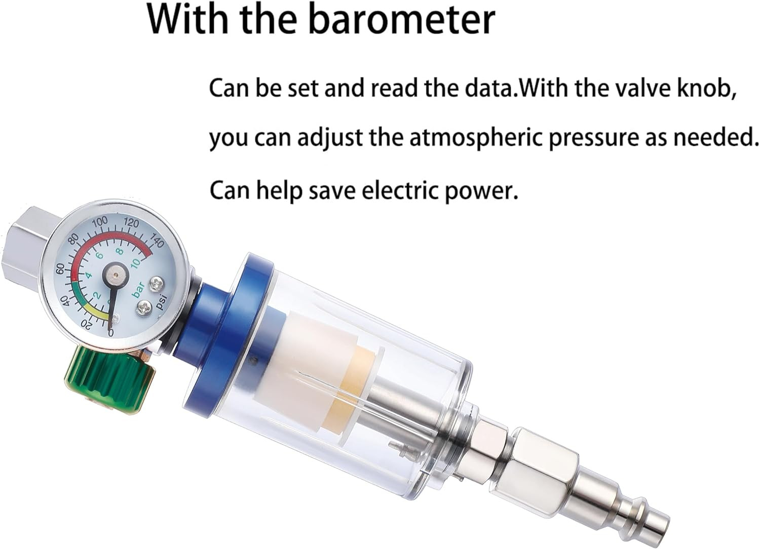 Oil Water Separator, Air Filter with Pressure Gauge, Pressure Regulator for Air