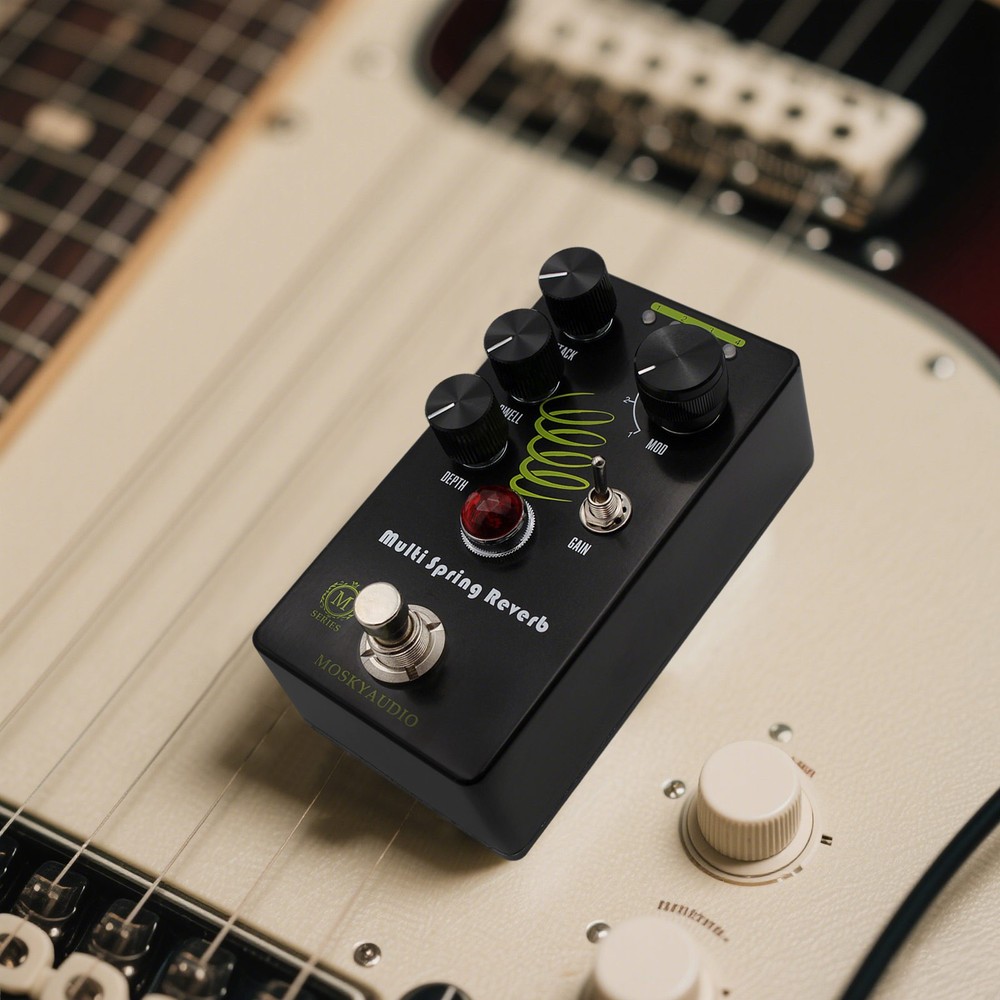 MOSKYaudio Multi Spring Reverb Effect Pedal 4 Modulation Models True Bypass US