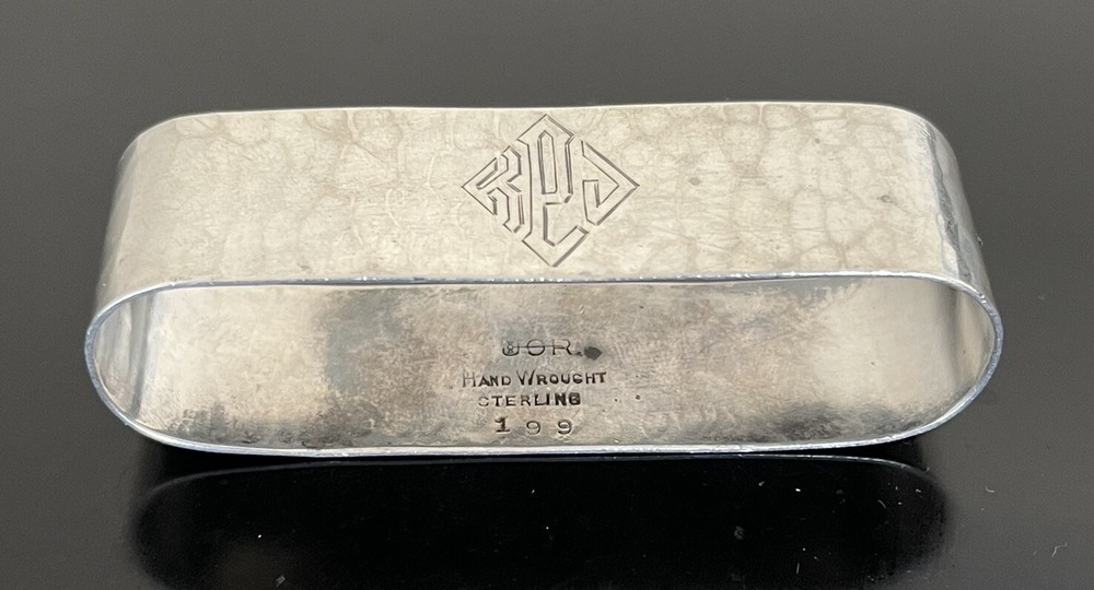 Sterling Silver JOR Napkin Ring Hammered Mono KPD
