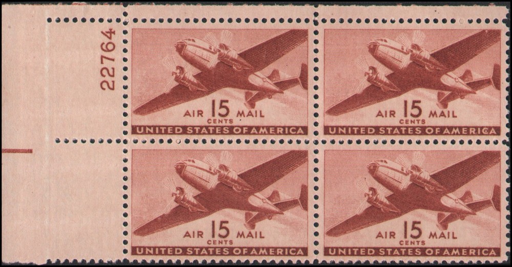 US #C28 MNH plate block