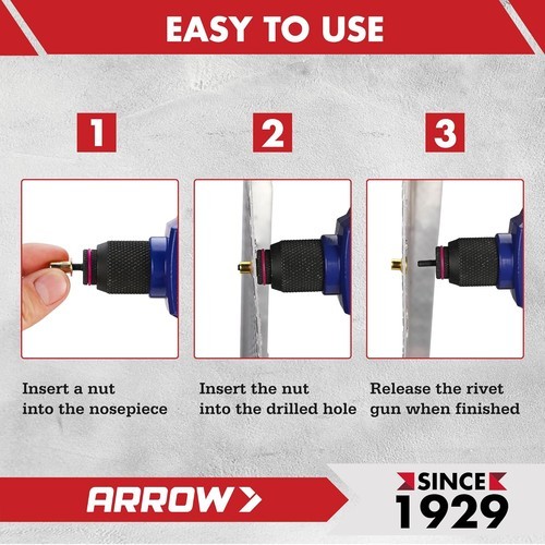 Arrow 200PC Rivet Nut Kit SAE Rivnut Assortment FlatHead Threaded Insert Nutsert