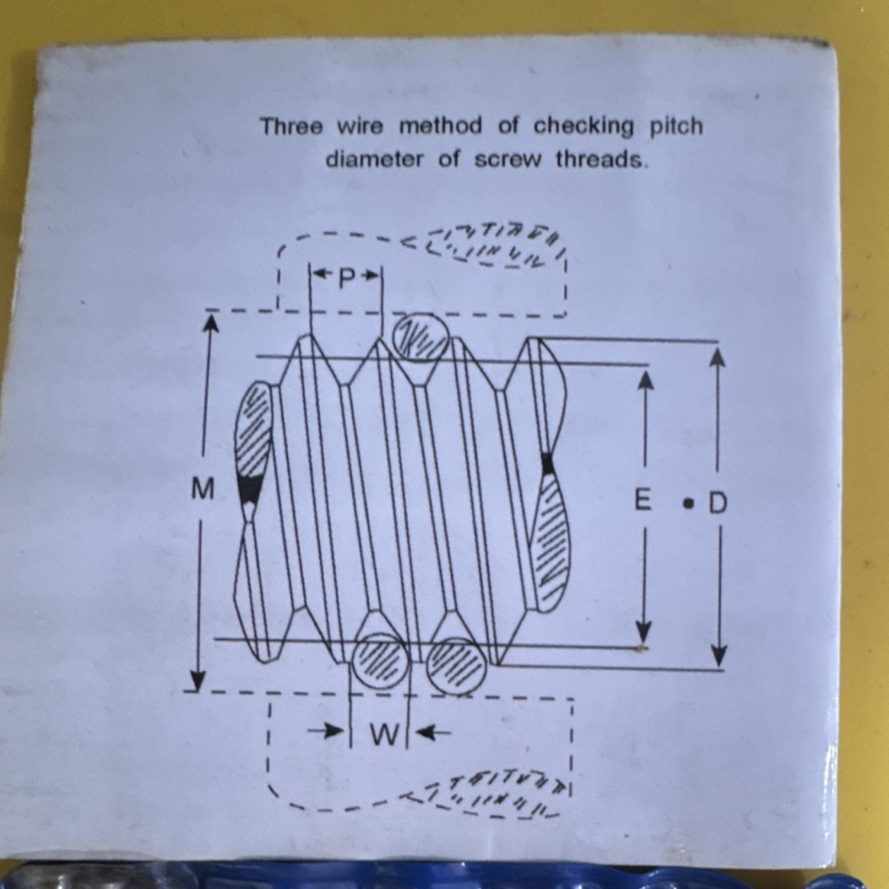 Thread Measuring Wire Set Conversion Chart Metric US Thread Inspection Tool